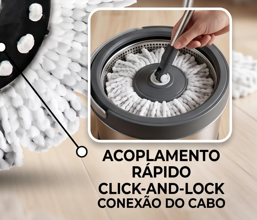 Mop Giratório 8L Cesto Plastico