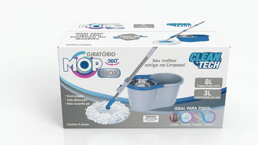 MOP Giratório 8L Cesto INOX