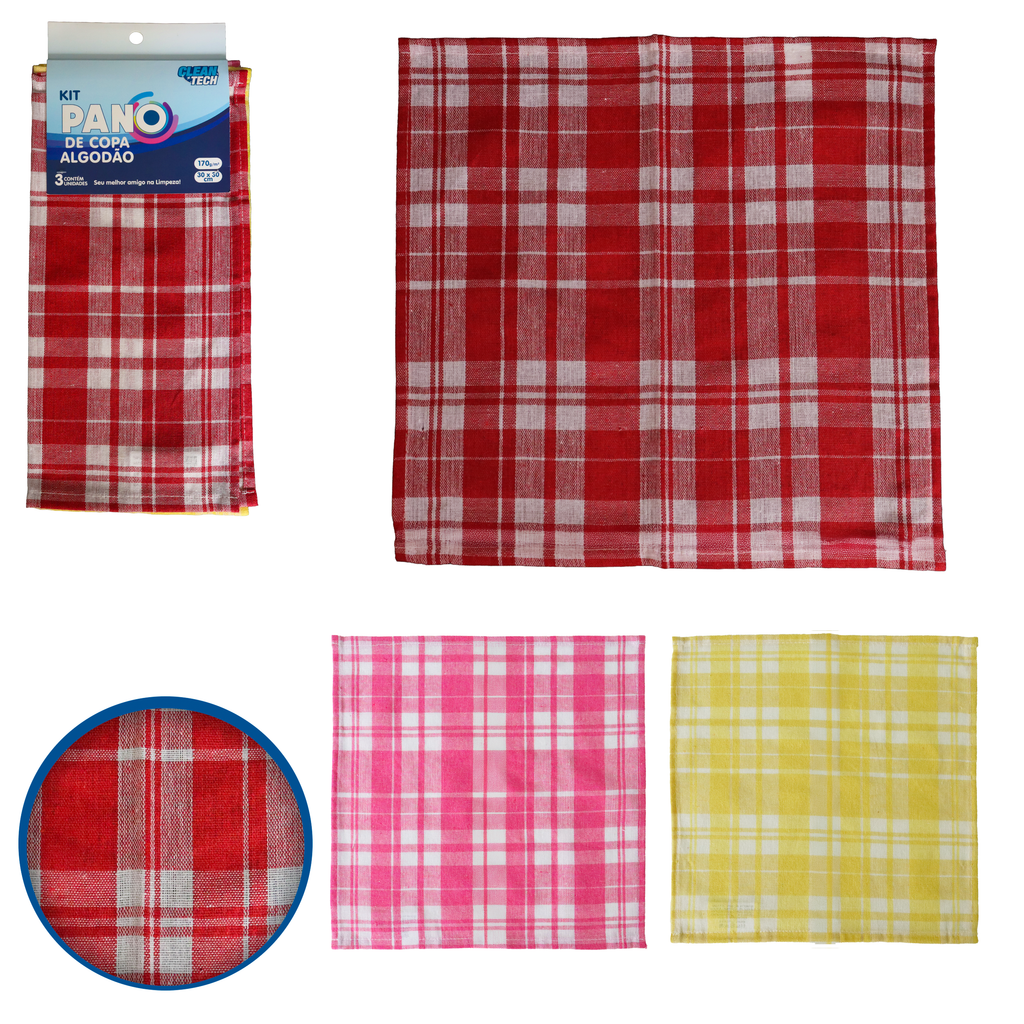 JOGO PANO DE COPA 3PCS 30*30CM 170g/M²